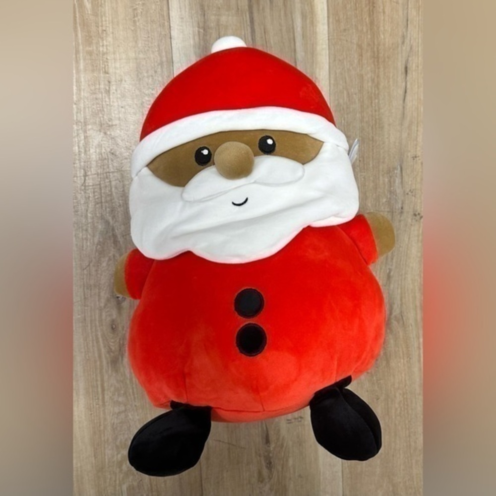 NWT Squeeze with love super puffed plush Santa Claus toy African-American black